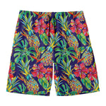 Colorful Aloha Pineapple Pattern Print Men's Swim Trunks