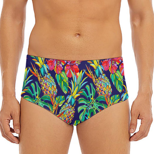 Colorful Aloha Pineapple Pattern Print Men's Triangle Swim Briefs