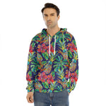 Colorful Aloha Pineapple Pattern Print Men's Velvet Pullover Hoodie