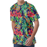 Colorful Aloha Pineapple Pattern Print Men's Velvet T-Shirt