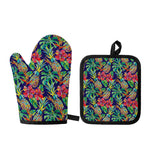 Colorful Aloha Pineapple Pattern Print Oven Mitt And Pot Holder Set