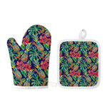 Colorful Aloha Pineapple Pattern Print Oven Mitt And Pot Holder Set