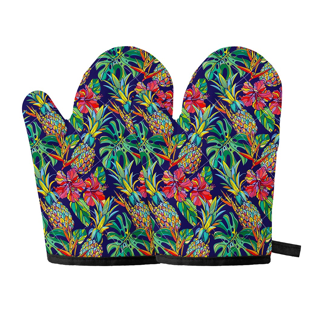 Colorful Aloha Pineapple Pattern Print Oven Mitts
