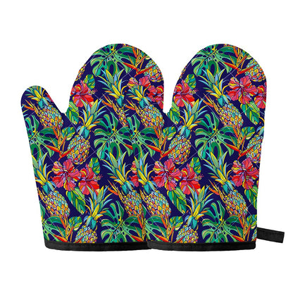 Colorful Aloha Pineapple Pattern Print Oven Mitts