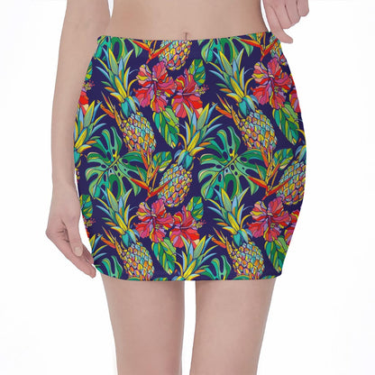 Colorful Aloha Pineapple Pattern Print Pencil Mini Skirt