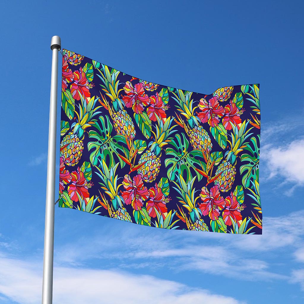 Colorful Aloha Pineapple Pattern Print Polyester Flag