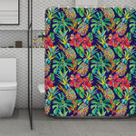 Colorful Aloha Pineapple Pattern Print Polyester Shower Curtain