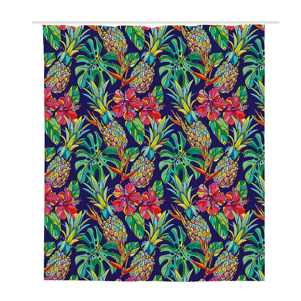 Colorful Aloha Pineapple Pattern Print Polyester Shower Curtain
