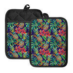 Colorful Aloha Pineapple Pattern Print Pot Holders With Pocket