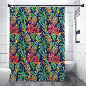 Colorful Aloha Pineapple Pattern Print Premium Shower Curtain