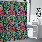 Colorful Aloha Pineapple Pattern Print Premium Shower Curtain