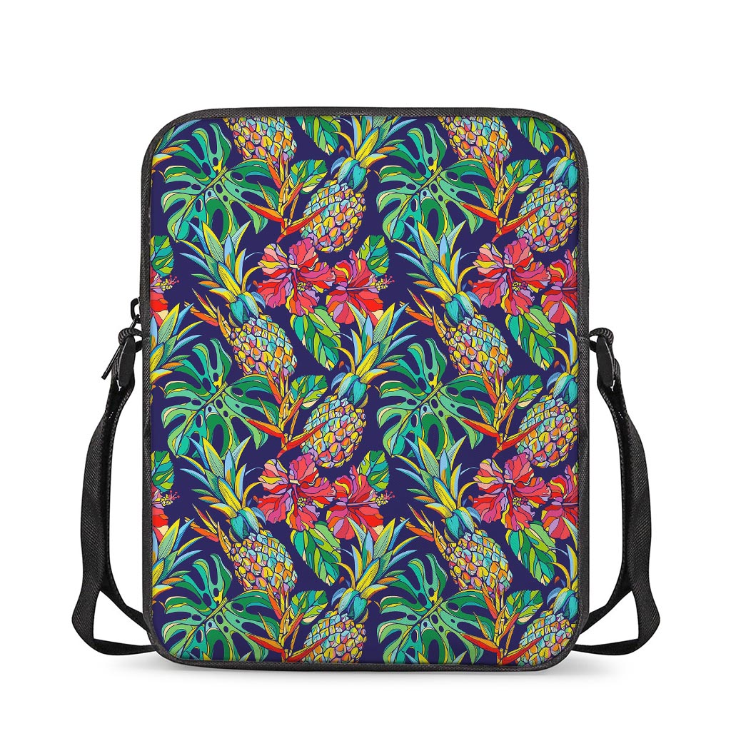 Colorful Aloha Pineapple Pattern Print Rectangular Crossbody Bag