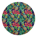 Colorful Aloha Pineapple Pattern Print Round Blanket