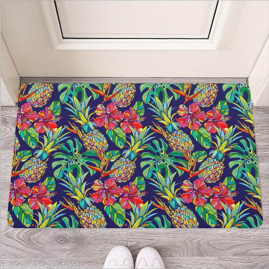 Colorful Aloha Pineapple Pattern Print Rubber Doormat