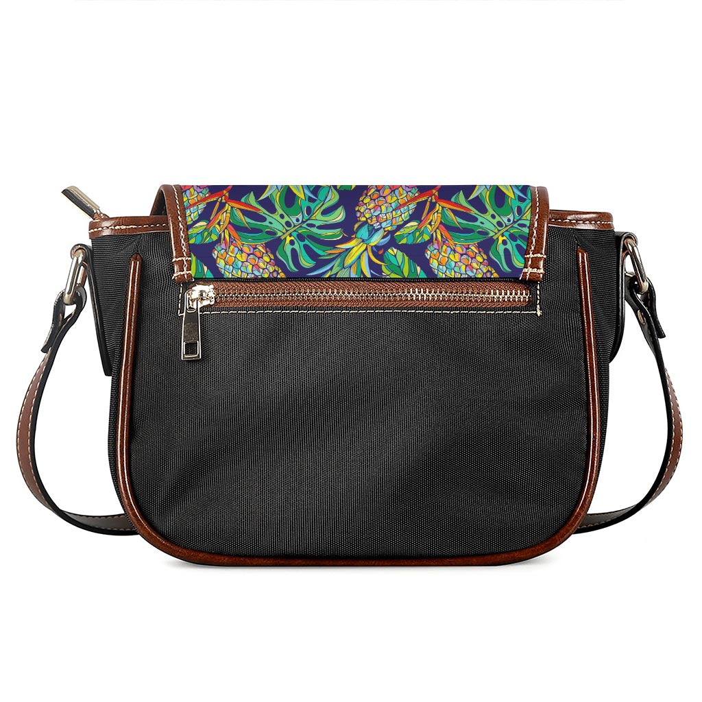 Colorful Aloha Pineapple Pattern Print Saddle Bag