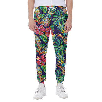 Colorful Aloha Pineapple Pattern Print Scuba Joggers