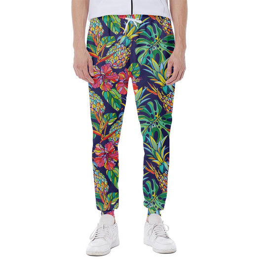 Colorful Aloha Pineapple Pattern Print Scuba Joggers
