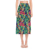 Colorful Aloha Pineapple Pattern Print Side Slit Midi Skirt