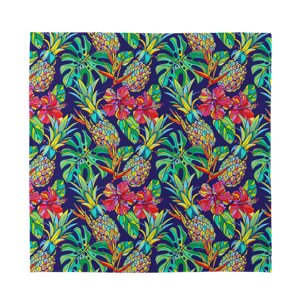 Colorful Aloha Pineapple Pattern Print Silk Bandana