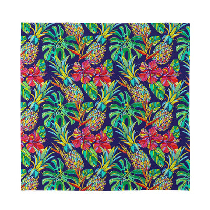 Colorful Aloha Pineapple Pattern Print Silk Bandana