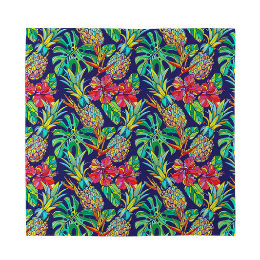 Colorful Aloha Pineapple Pattern Print Silk Bandana