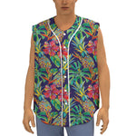 Colorful Aloha Pineapple Pattern Print Sleeveless Baseball Jersey