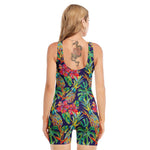 Colorful Aloha Pineapple Pattern Print Sleeveless One Piece Swimsuit