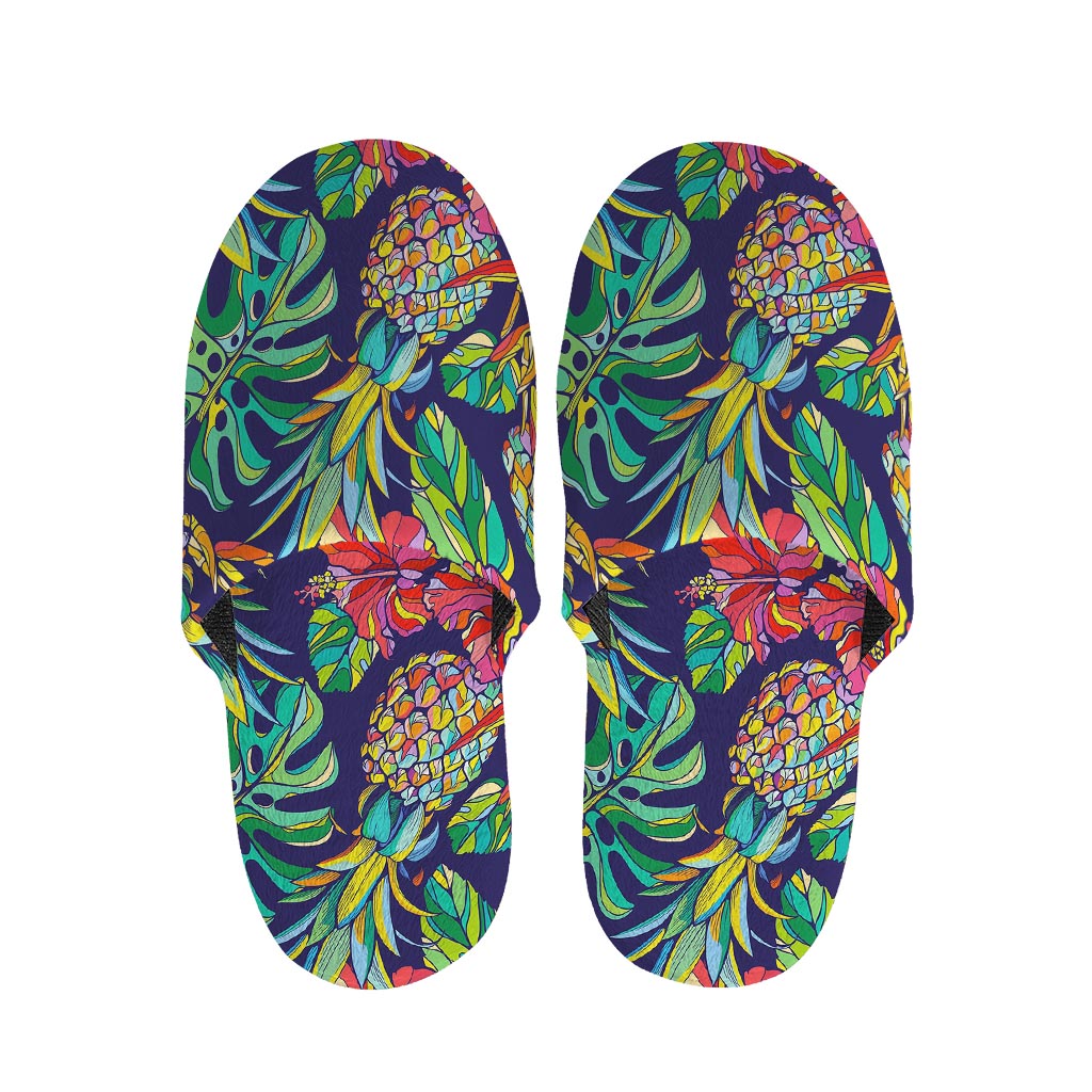 Colorful Aloha Pineapple Pattern Print Slippers