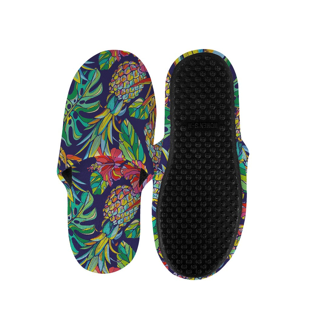Colorful Aloha Pineapple Pattern Print Slippers