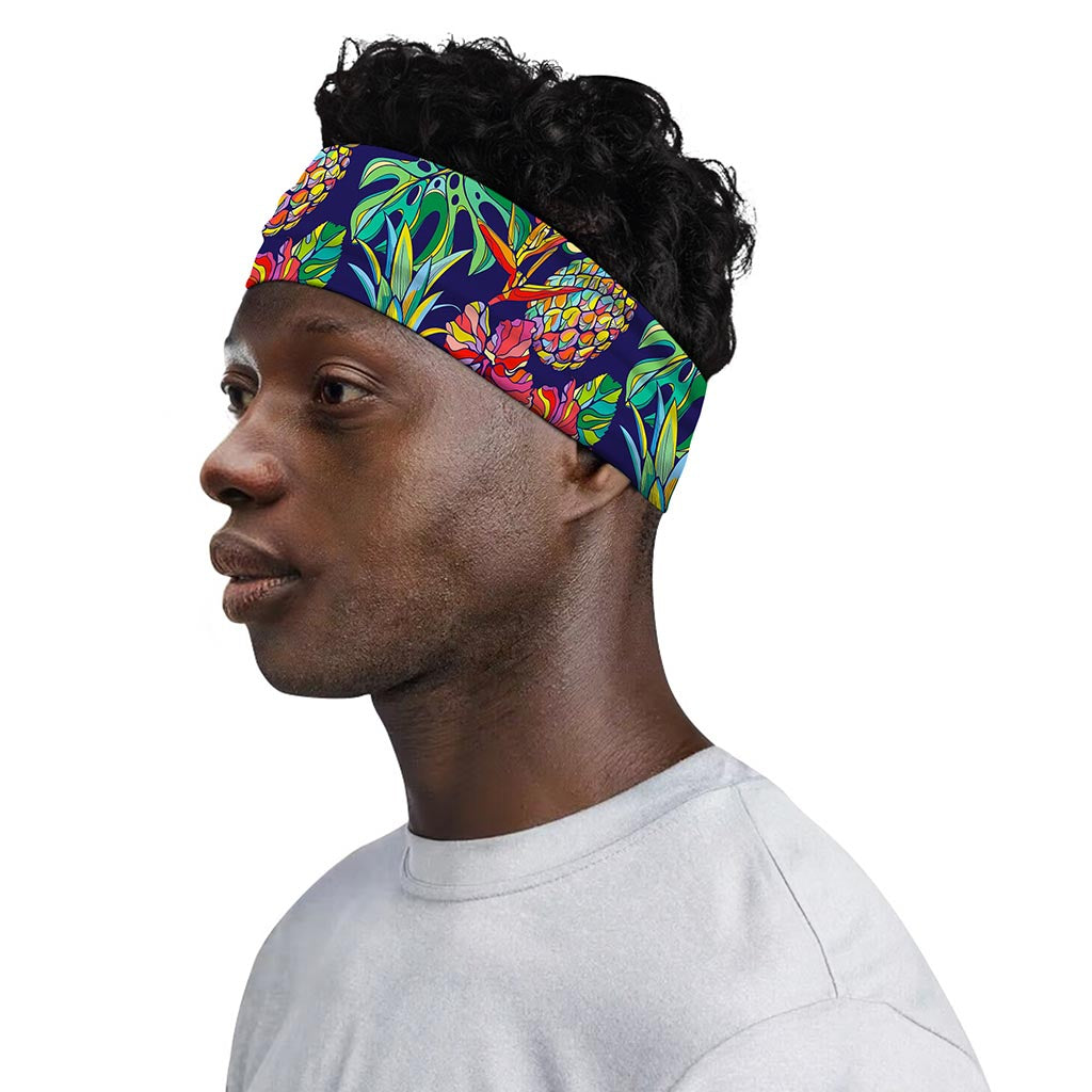 Colorful Aloha Pineapple Pattern Print Sports Headband