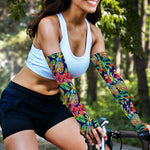 Colorful Aloha Pineapple Pattern Print Sun Protection Arm Sleeves