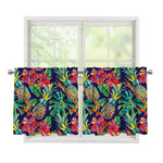 Colorful Aloha Pineapple Pattern Print Tier Curtains