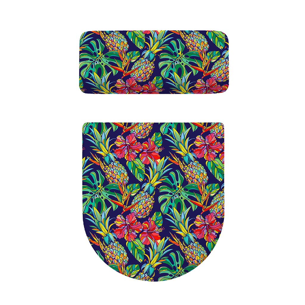 Colorful Aloha Pineapple Pattern Print Toilet Lid And Tank Cover Set