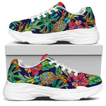 Colorful Aloha Pineapple Pattern Print White Chunky Shoes