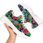 Colorful Aloha Pineapple Pattern Print White Chunky Shoes
