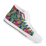 Colorful Aloha Pineapple Pattern Print White High Top Sneakers