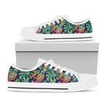 Colorful Aloha Pineapple Pattern Print White Low Top Sneakers