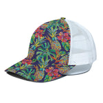 Colorful Aloha Pineapple Pattern Print White Mesh Trucker Cap