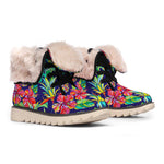 Colorful Aloha Pineapple Pattern Print Winter Boots