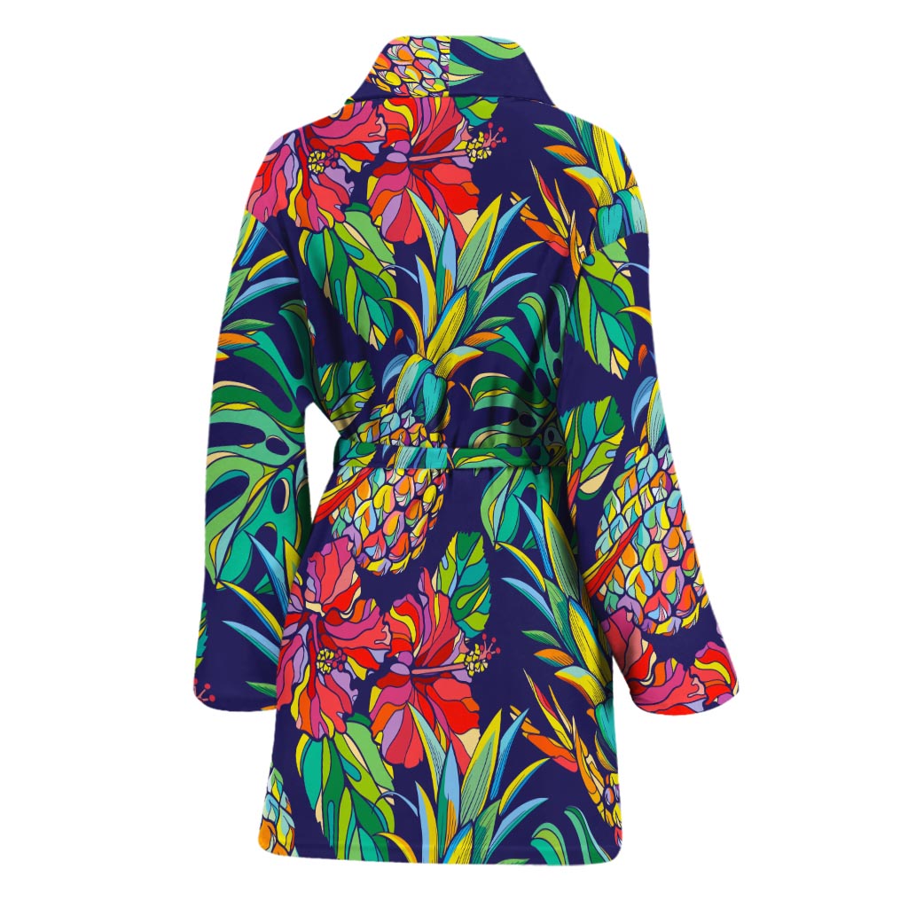 Colorful Aloha Pineapple Pattern Print Women's Bathrobe