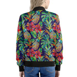 Colorful Aloha Pineapple Pattern Print Women's Bomber Jacket