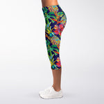 Colorful Aloha Pineapple Pattern Print Women's Capri Leggings