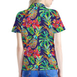 Colorful Aloha Pineapple Pattern Print Women's Polo Shirt