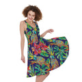 Colorful Aloha Pineapple Pattern Print Sleeveless Knee Length Dress