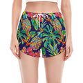 Colorful Aloha Pineapple Pattern Print Women's Split Running Shorts