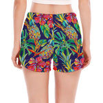 Colorful Aloha Pineapple Pattern Print Women's Split Running Shorts