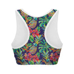 Colorful Aloha Pineapple Pattern Print Women's Sports Bra