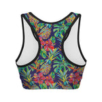 Colorful Aloha Pineapple Pattern Print Women's Sports Bra