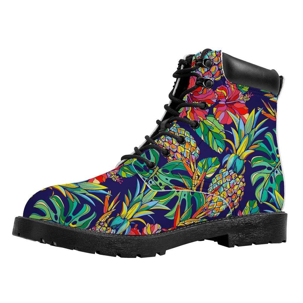 Colorful Aloha Pineapple Pattern Print Work Boots