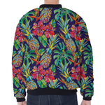 Colorful Aloha Pineapple Pattern Print Zip Sleeve Bomber Jacket